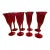 Ruby Red Tall Handblown Champagne Flutes Set of 8 For Sale