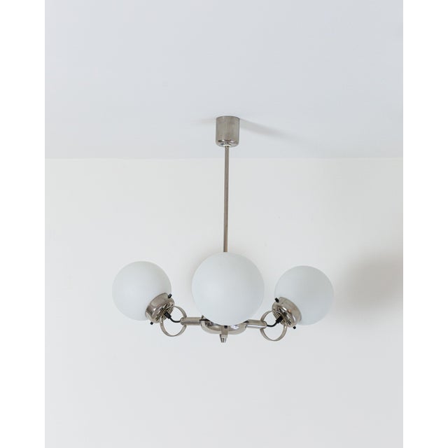 Bauhaus Chrome and Glass Pendant For Sale - Image 4 of 4