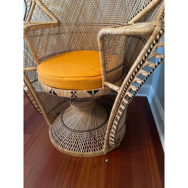 Hollywood Regency Grand Vintage Rattan Peacock Chair For Sale - Image 3 of 7