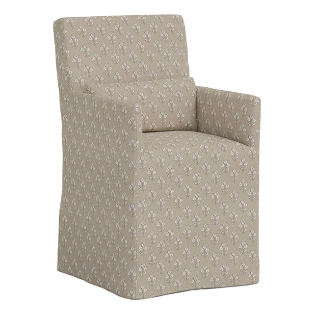 Stoffer Home x Cloth & Company Slipcover for Lindy Dining Armchair in Francie Floral Tan For Sale
