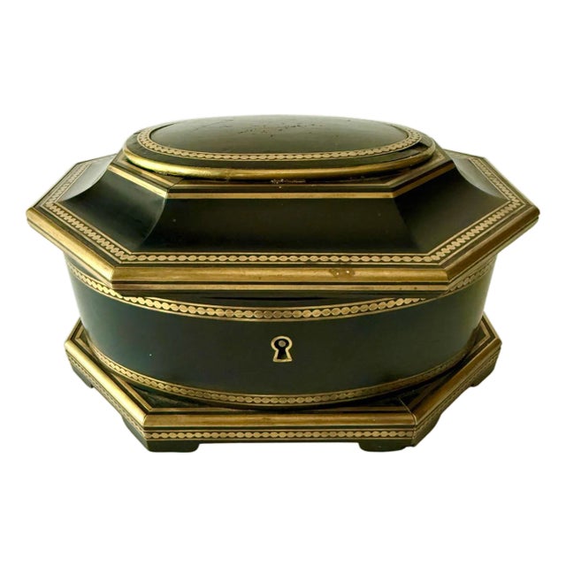 19th Century French Tahan Paris Ebony and Brass Jewelry Box For Sale