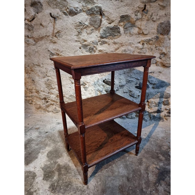 French Oak 3-Tier Etagere Side Table with Turned Legs, 1920s For Sale - Image 13 of 13