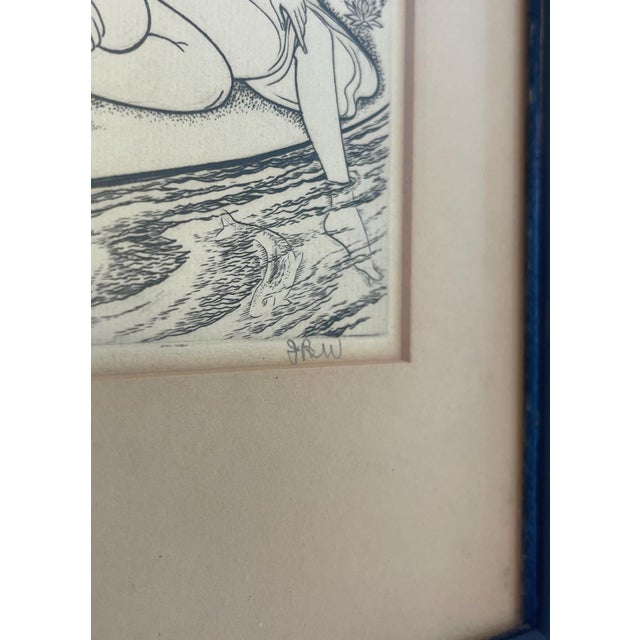 Mid-Century Modern Mid 20th Century Framed Wood Engraving by John Buckland Wright for Rubaiyat of Omar Khayyam For Sale - Image 3 of 9