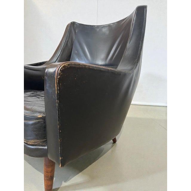 Black Leather Lounge Chairs attributed to Ib Kofod-Larsen, Denmark, 1960s, Set of 2 For Sale - Image 11 of 17