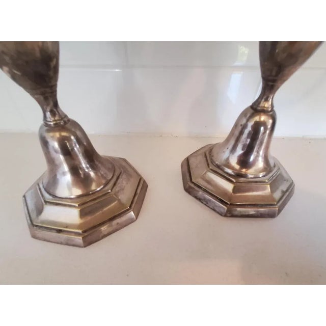Mid 20th Century Mid 20th Century Silverplated Candelabras Pair For Sale - Image 5 of 8
