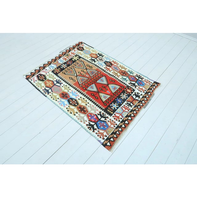 Tribal Vintage Turkish Konia Small Kilim Rug For Sale - Image 3 of 12