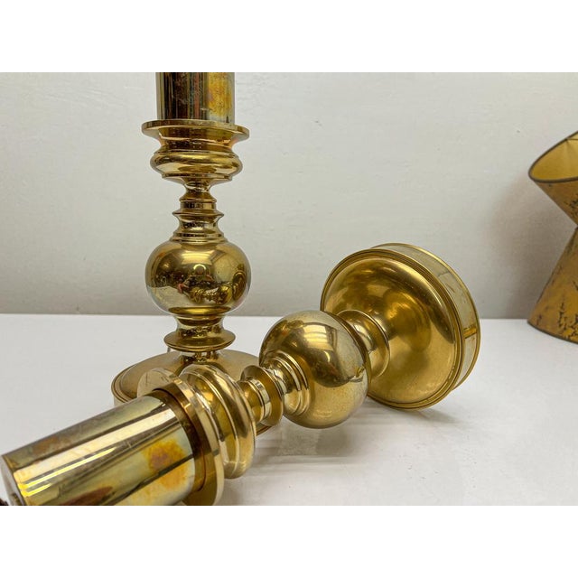 Vintage Brass Spheric Table Lamps, France, 1960s, Set of 2 For Sale - Image 6 of 14