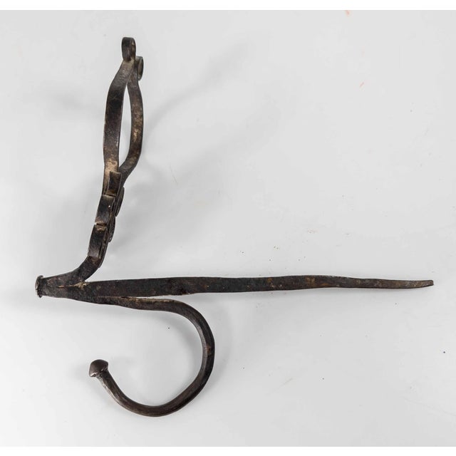 Black 18th or 19th Century Blacksmith Handwrought Iron Betty Lamp Spike For Sale - Image 8 of 11