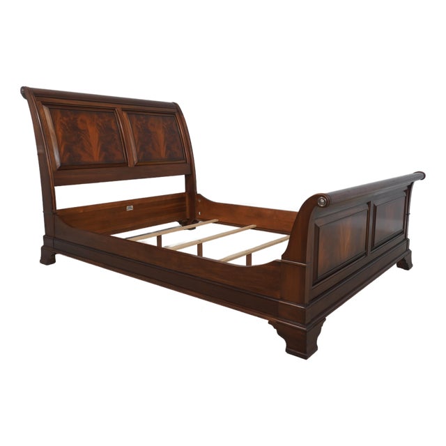 Ethan Allen Mahogany Newport Sleigh Queen Size Bed For Sale