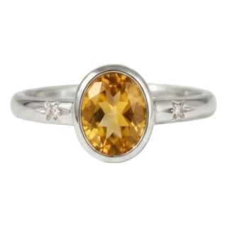 Citrine & Cubic Zirconia Engagement Ring, November Birthstone Ring Us 7 For Sale