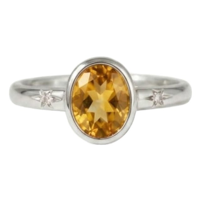 Citrine & Cubic Zirconia Engagement Ring, November Birthstone Ring Us 7 For Sale