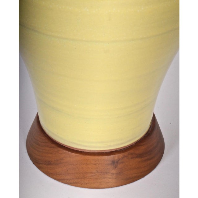Metal Mid 20th Century Design-Technics Style Yellow Banded Art Pottery Table Lamp For Sale - Image 7 of 9