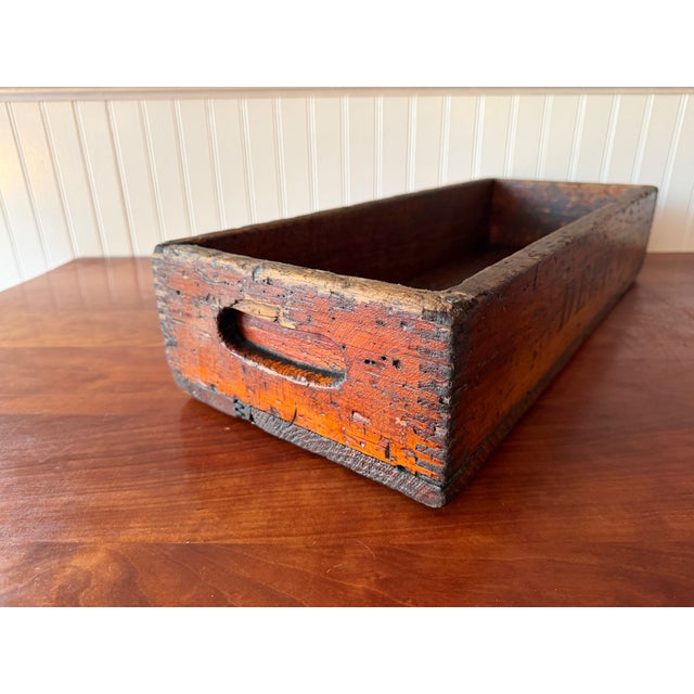Antique Industrial Dovetail Wood Factory Tray For Sale - Image 17 of 18
