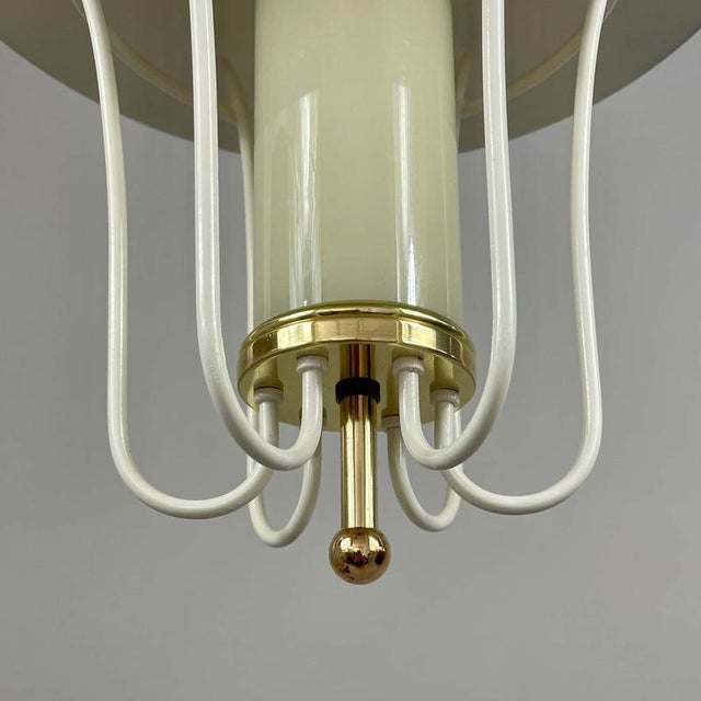 Caged Opaline Glass, Cream and Brass Pendant Lantern, Germany, 1950s For Sale - Image 13 of 17