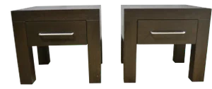 Modern Square Motif Ebonized Nightstands - a Pair