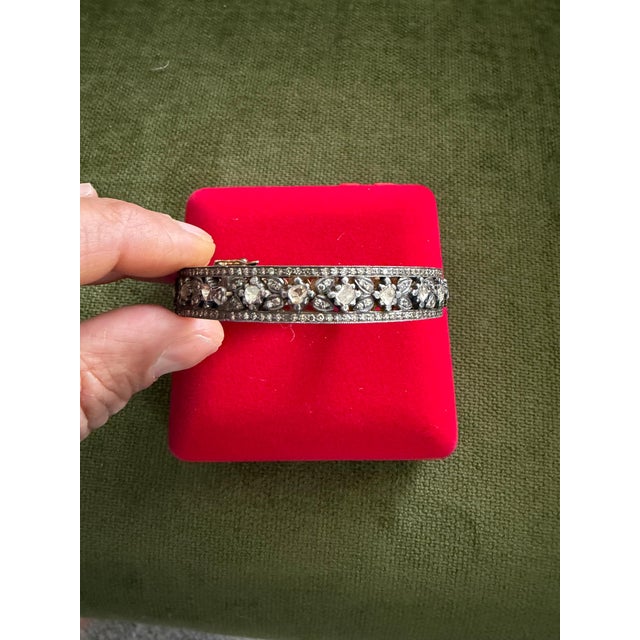 Bochic “Capri” Vintage Multi Rose Cut Diamond Bangle -Set 18K Gold & Silver Indulge in the effortless elegance of the...