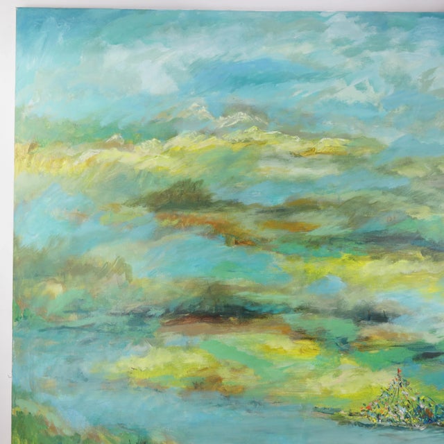 Late 20th Century Vintage Abstract Landscape Painting With Dreamlike Color Palette For Sale - Image 5 of 9