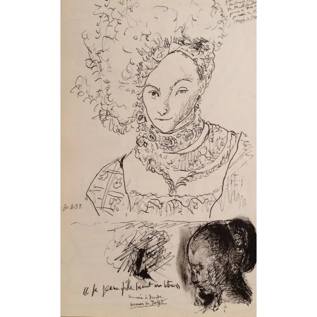 Abstract Picasso Sketchbook Carnet De La Californie Lithograph Dated 30/11/1955 For Sale - Image 3 of 3