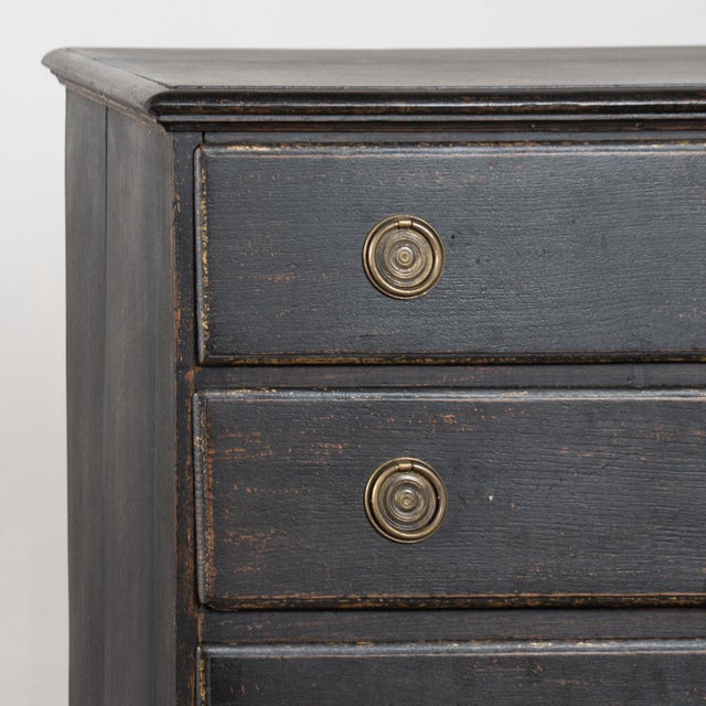 Black 18th Century Large Danish Black-Painted Oak Chest of Drawers For Sale - Image 8 of 15