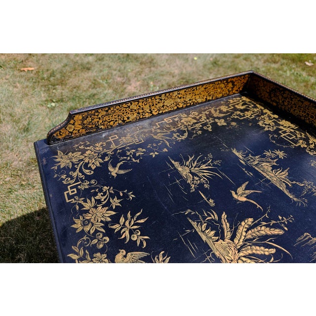 Anglo-Chinese Rarity: Early 19th-Century Chinese Export Black Lacquer Writing Desk, Canton, Circa 1820 For Sale In Philadelphia - Image 6 of 18