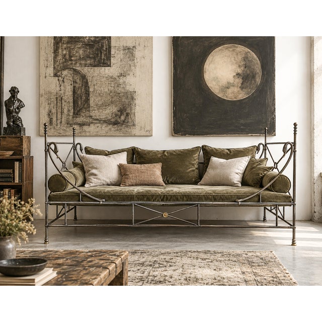 Campaign French European Campaign Style Forged Iron and Brass Daybed For Sale - Image 3 of 13