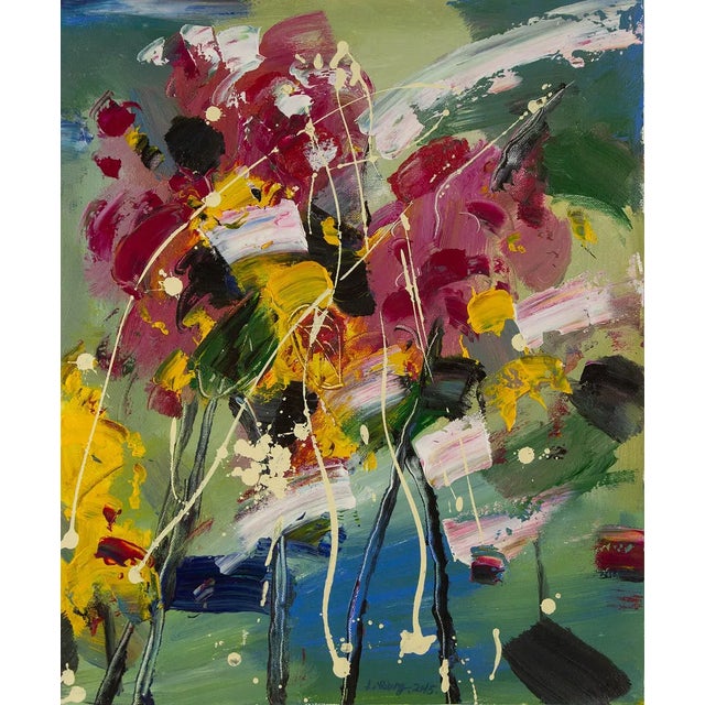 A striking contemporary abstract oil painting titled The World You Saw, created in 2015 by artist Qiang Li. This...