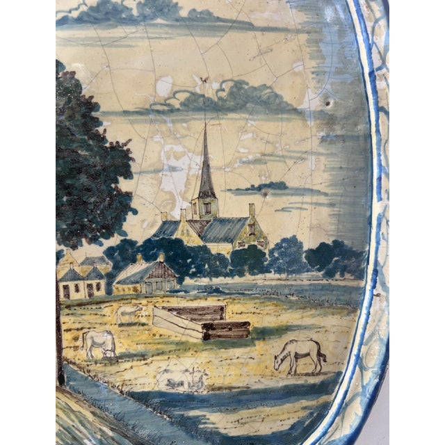 Blue Monochrome Delftware Plaque, 18th Century For Sale - Image 3 of 17