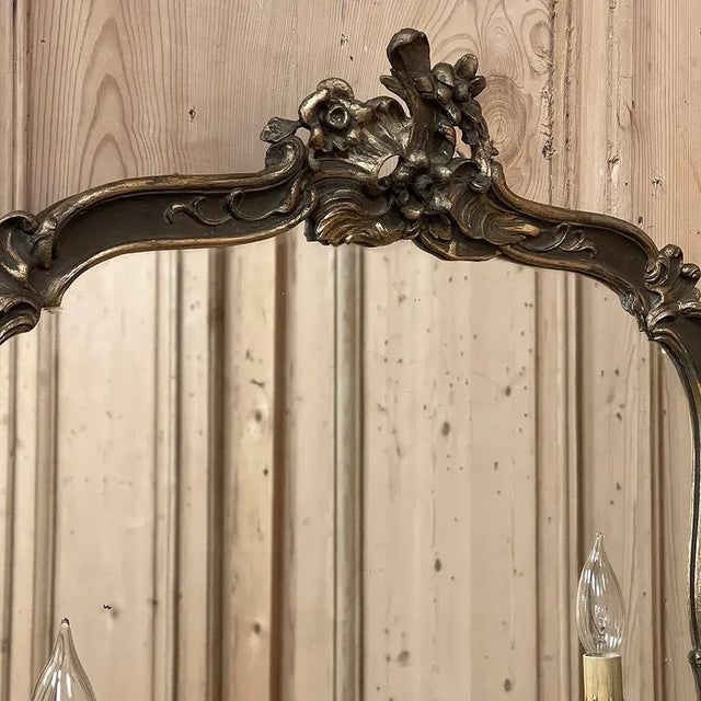 Antique Italian Rococo Tri-Panel Mirror With Lighting For Sale - Image 9 of 12
