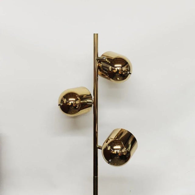Brass-Plated Adjustable 3-Spot Floor Lamp attributed to Underwriters Laboratories, 1980s For Sale - Image 4 of 9