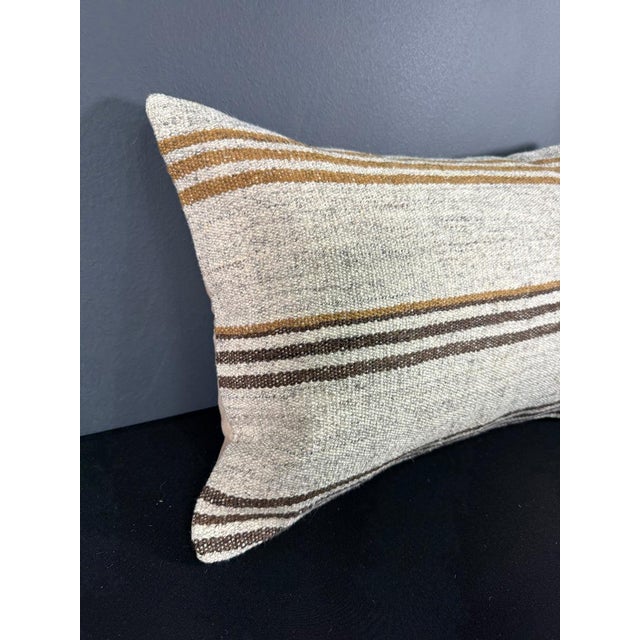 Contemporary Turkish Hemp Pillow Cushion Natural Beige Brown Pillow Cushion Cover 16" x 24" For Sale - Image 3 of 4