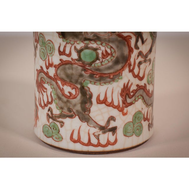 Ceramic Chinese Crackle Ware Brush Pot, 1890 For Sale - Image 7 of 15