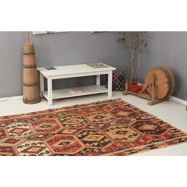 Mid 20th Century Vintage Decorative Turkish Kilim Rug For Sale In Los Angeles - Image 6 of 7