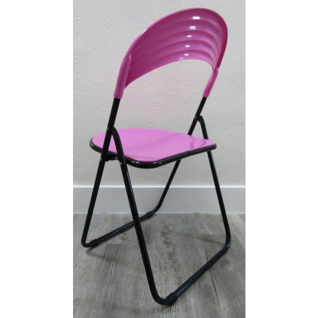 Pink Postmodern Italian Designer Studio Gp Pink Folding Chair, 1980s For Sale - Image 8 of 12
