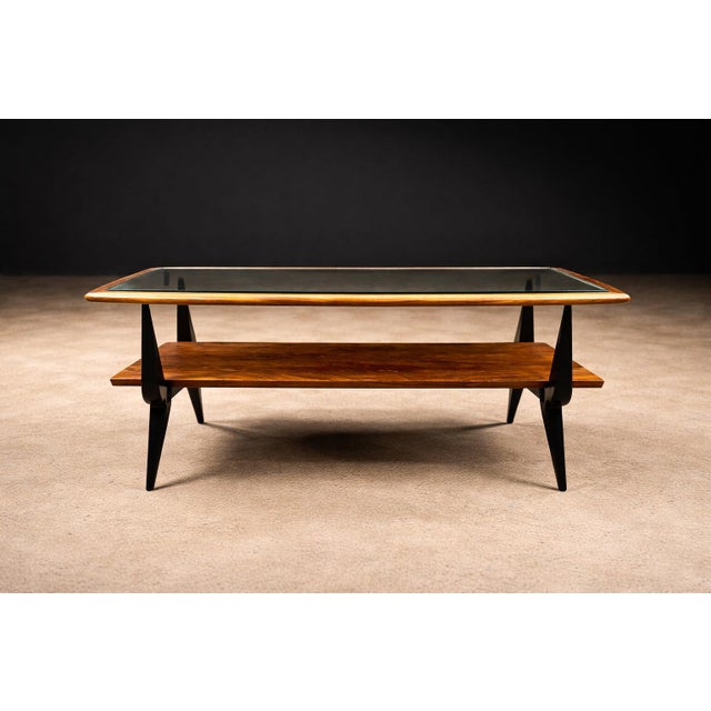 Brazilian Mid-Century Modern Coffee Table in Caviúna & Glass by Fratte, 1950s For Sale - Image 12 of 14