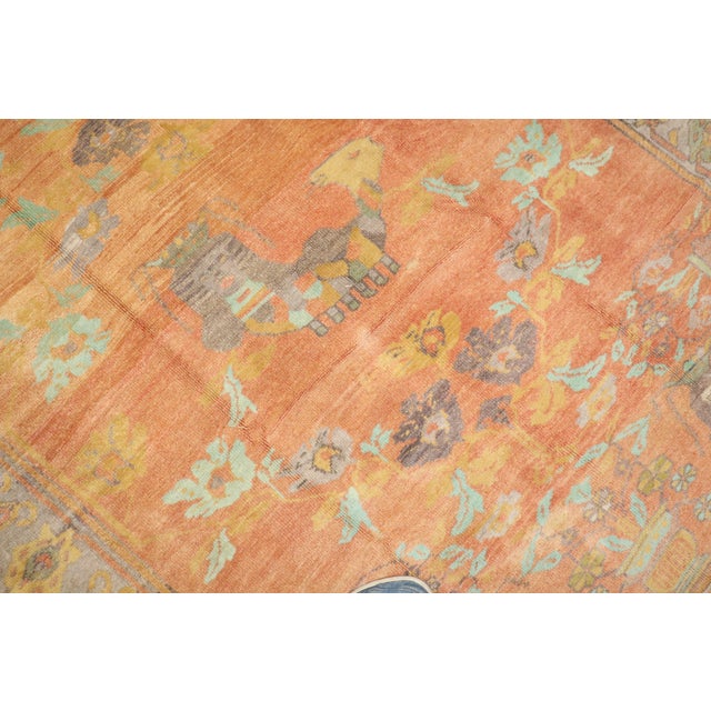 Textile Vintage Zabihi Collection Peach Orange Turkish Anatolian Mermaid Rug - 5'8" x 7'4" For Sale - Image 7 of 11