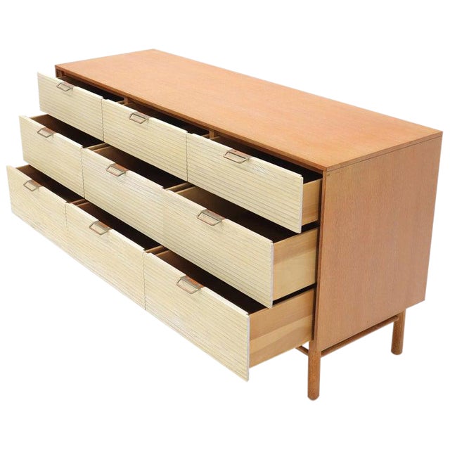 Two Tone Nine Drawer Cerused Oak Long Dresser Credenza By Mengel Chairish