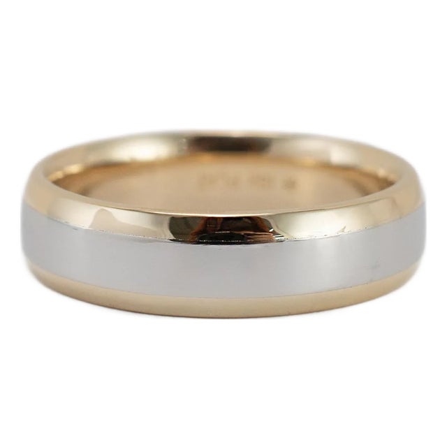Men’s Platinum and 18k Yellow Gold Wedding Band Ring, Size 9 For Sale