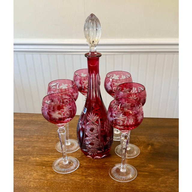 Nachtmann Traube Crystal Decanter and Wine Glasses - 7pcs For Sale - Image 9 of 12