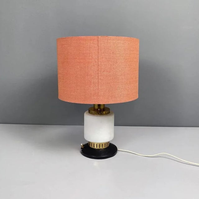 Mid-Century Modern Italian Metal Fabric and Glass Table Lamp by Stilnovo, 1960s For Sale - Image 3 of 12