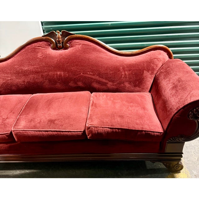 Red Vintage Federal Style Eagle Sofa For Sale - Image 6 of 10