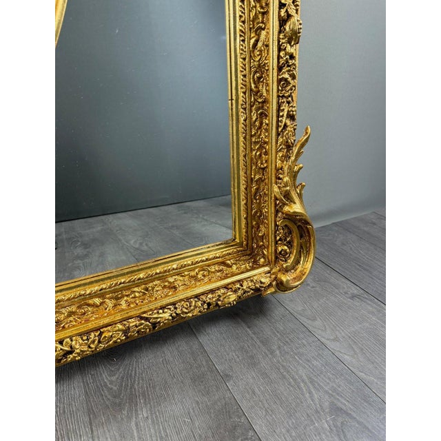 Large 19th Century Louis XV Mirror in Carved and Gilded Wood For Sale - Image 6 of 12