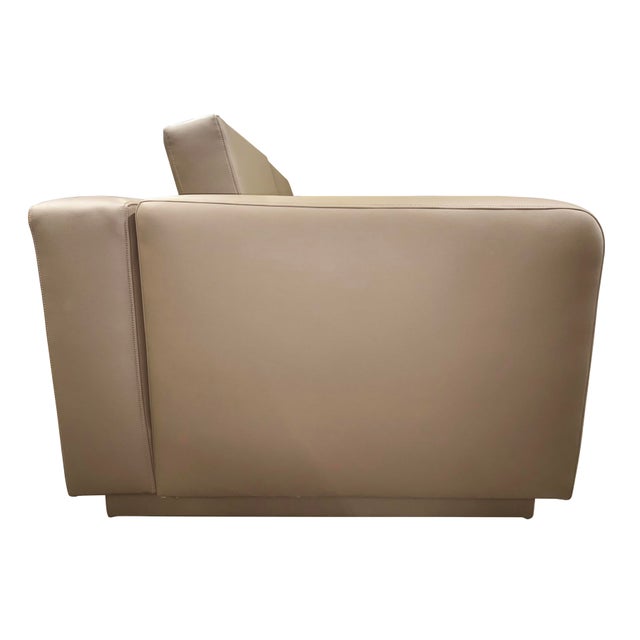 Three-Piece Modern Italian-Style Living Room Set of 3 in Brown Vinyl For Sale - Image 4 of 5