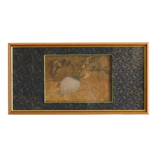 Antique Japanese Turnip Painting Fragment / Pre-Edo / Wabi-Sabi Framed Art For Sale