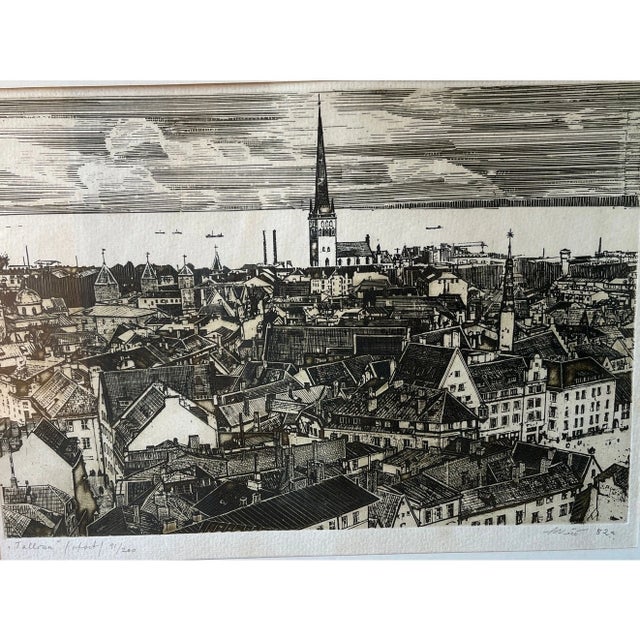 Late 20th Century Vintage 1982 Etching of Tallinn, Estonia, Limited Edition 91/200" For Sale - Image 5 of 5