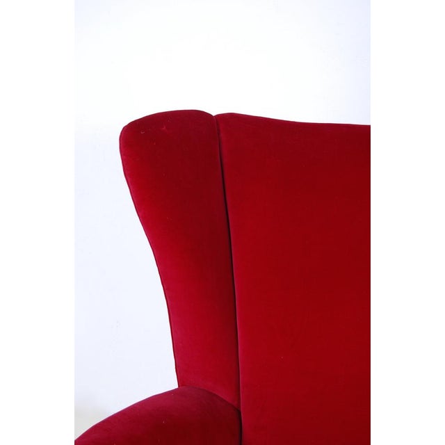 Vintage Sofa in Red Velvet, 1950s For Sale - Image 12 of 16