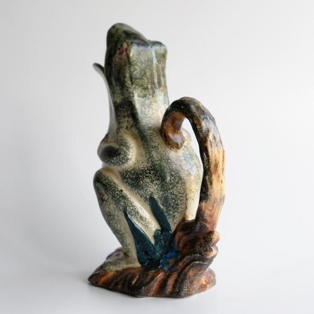 Antique Victorian Staffordshire Spongeware Pottery Frog Jug For Sale - Image 4 of 9