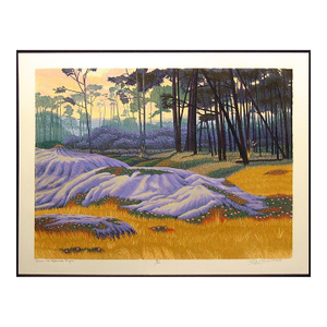 Gordon Mortensen "Dunes at Spanish Bay" Signed & Numbered Color Woodcut Artwork