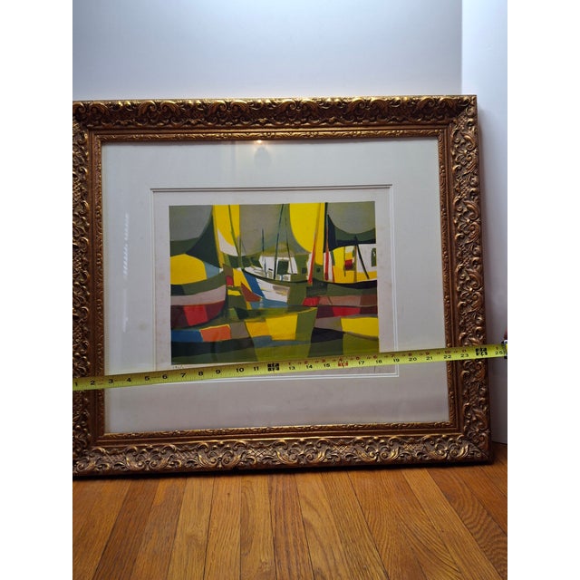 Mid-Century Modern 1980s Marcel Mouly Signed Lithograph "Les Chalutiers" Trawlers Limited Edition 190/300 For Sale - Image 3 of 13