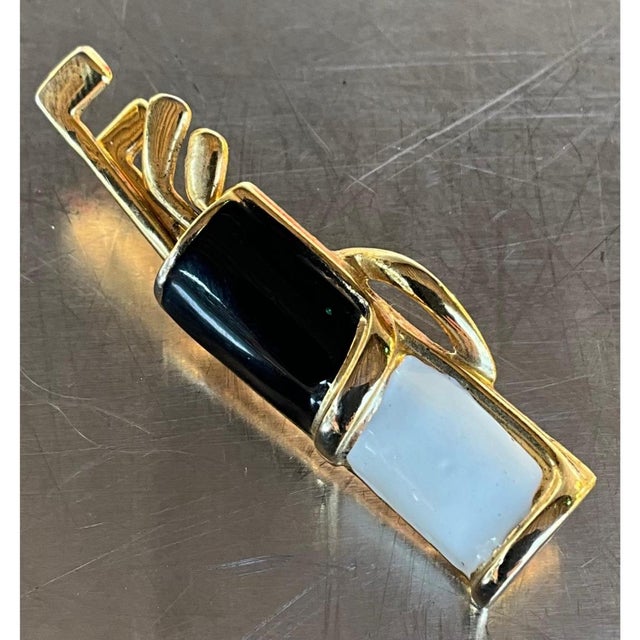 Vintage Black/White Enamel Golf Bag Brooch For Sale - Image 11 of 12