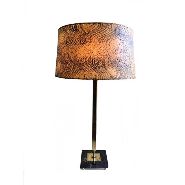 Stiffel 1950s Stiffel Mid Century Modern Large Brass and Marble Table Lamp/ 1950s Modernist Lamp For Sale - Image 4 of 8